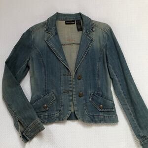 Vintage 90s DKNY Jeans Dark Wash Denim Blazer XS Y2K Minimal Street Tailored